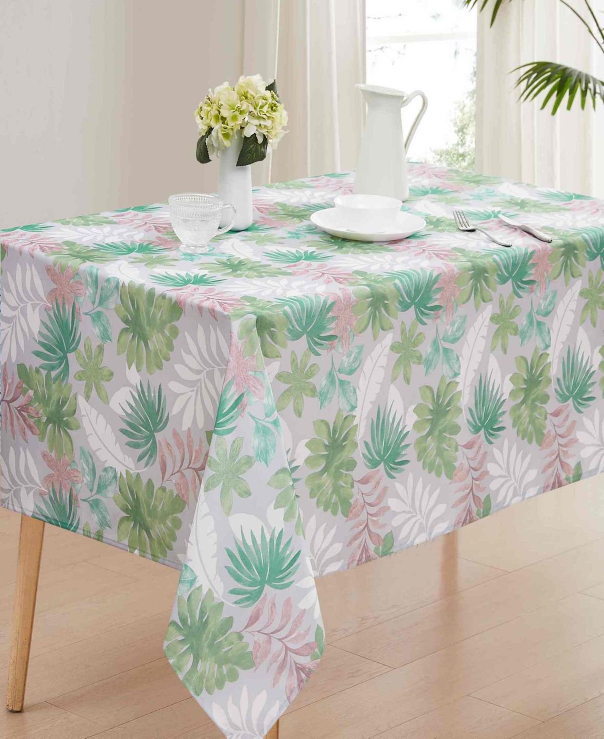 Avanti Cove Palm Water-resistant Indoor And Outdoor Tablecloth, 60" X 120" Rectangle In Multicolor