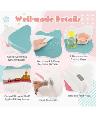 3-Piece Kids Table and Chair Set Toddler Activity Study Desk with Building Blocks