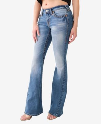 True Religion Women's Joey Flap Rainbow Pocket Big T Flare Jean