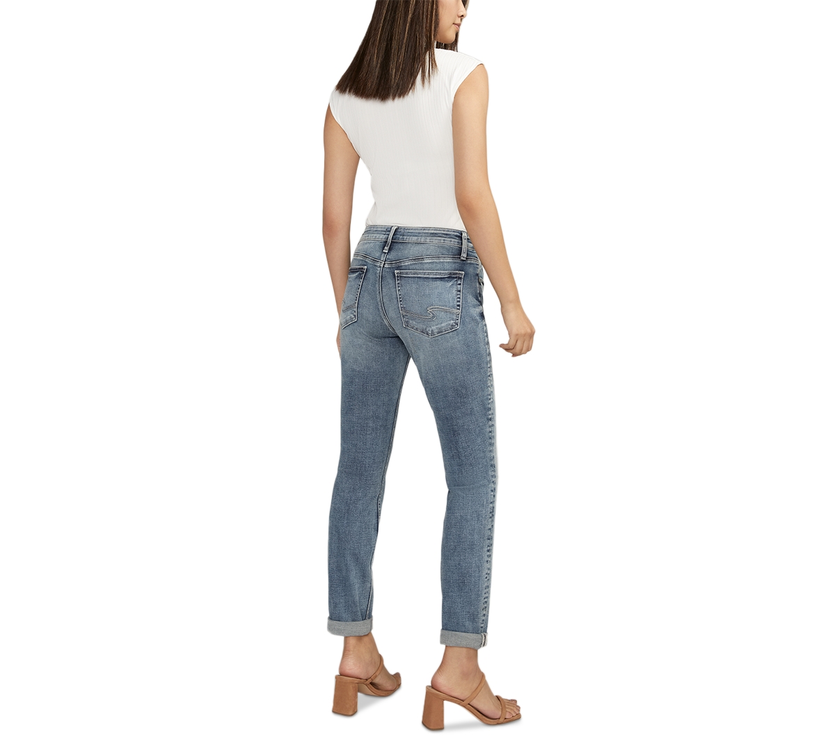 Silver Jeans Co. Women's Boyfriend Luxe Stretch Mid-Rise Slim-Leg Jeans