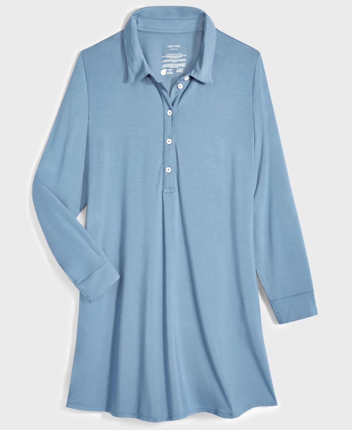 State of Day Women's Fluid-Knit Collared Sleepshirt Xs-3X, Created for Macy's
