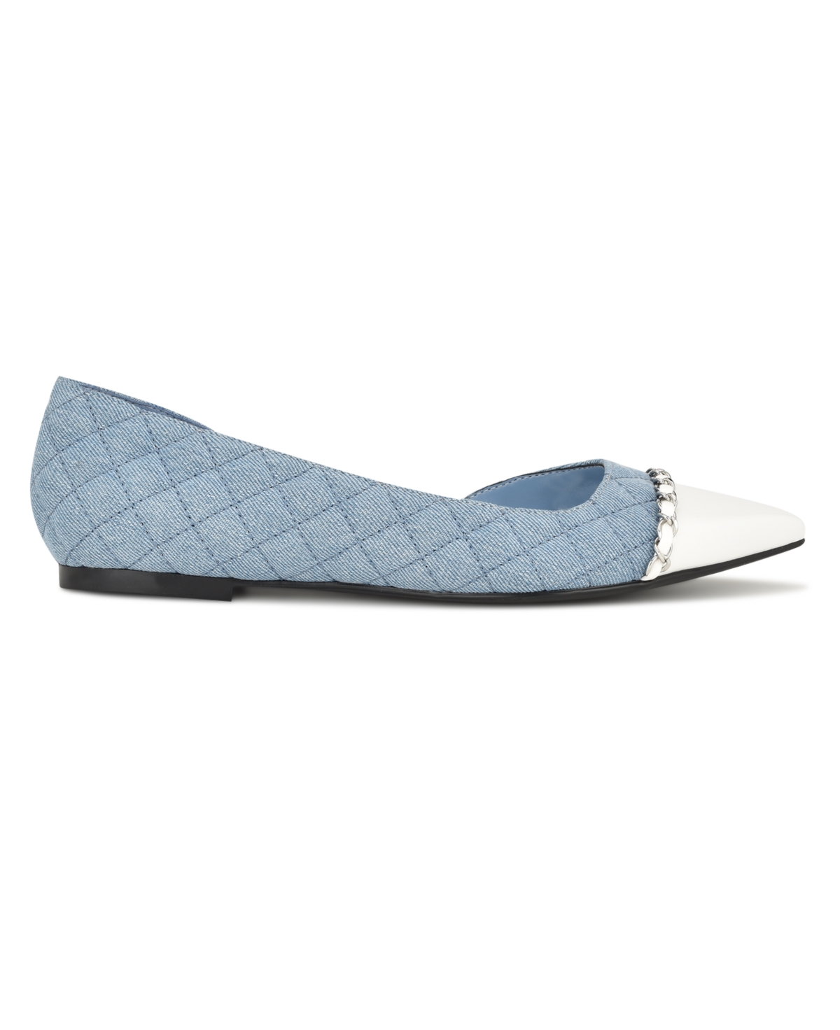 Nine West Women's Breza Slip-On Pointy Toe Dress Flats - Light Blue Denim Multi - Textile and Fau