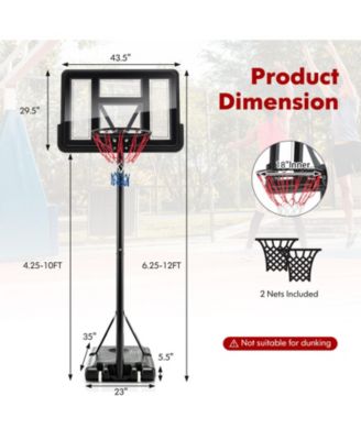 4.25-10 Feet Adjustable Basketball Hoop System with 44 Inch Backboard-A