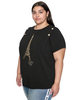 KARL LAGERFELD PARIS - Plus Size Eiffel Button T-Shirt