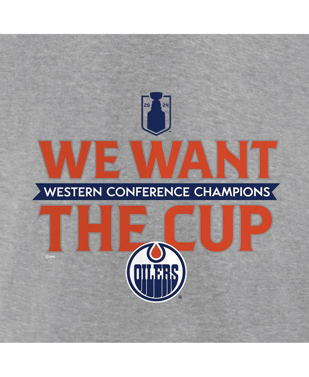 Fanatics Men'sEdmonton Oilers 2024 Western Conference Champions We Want the Cup T-Shirt - Steel