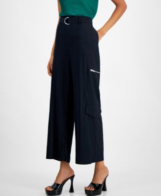 Bar III - Women's High Rise Belted Wide-Leg Cargo Pants