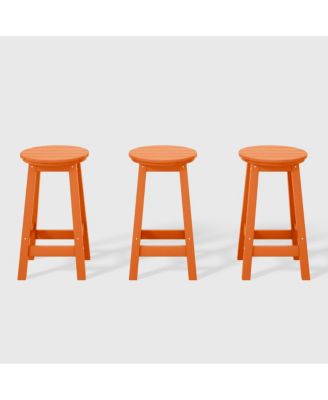 24" HDPE Outdoor Patio Round Counter Height  Stool Set of 3