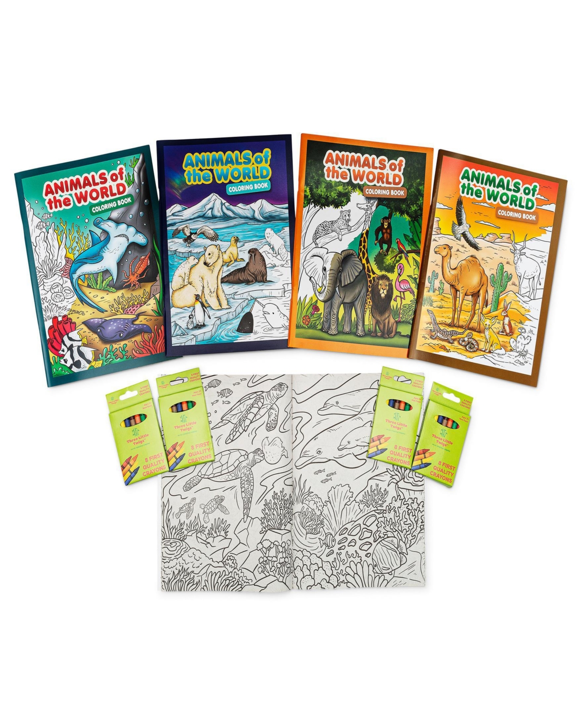 Montrose Colors Three Little Twigs Animals Of The World Coloring Books Bundle In Multi