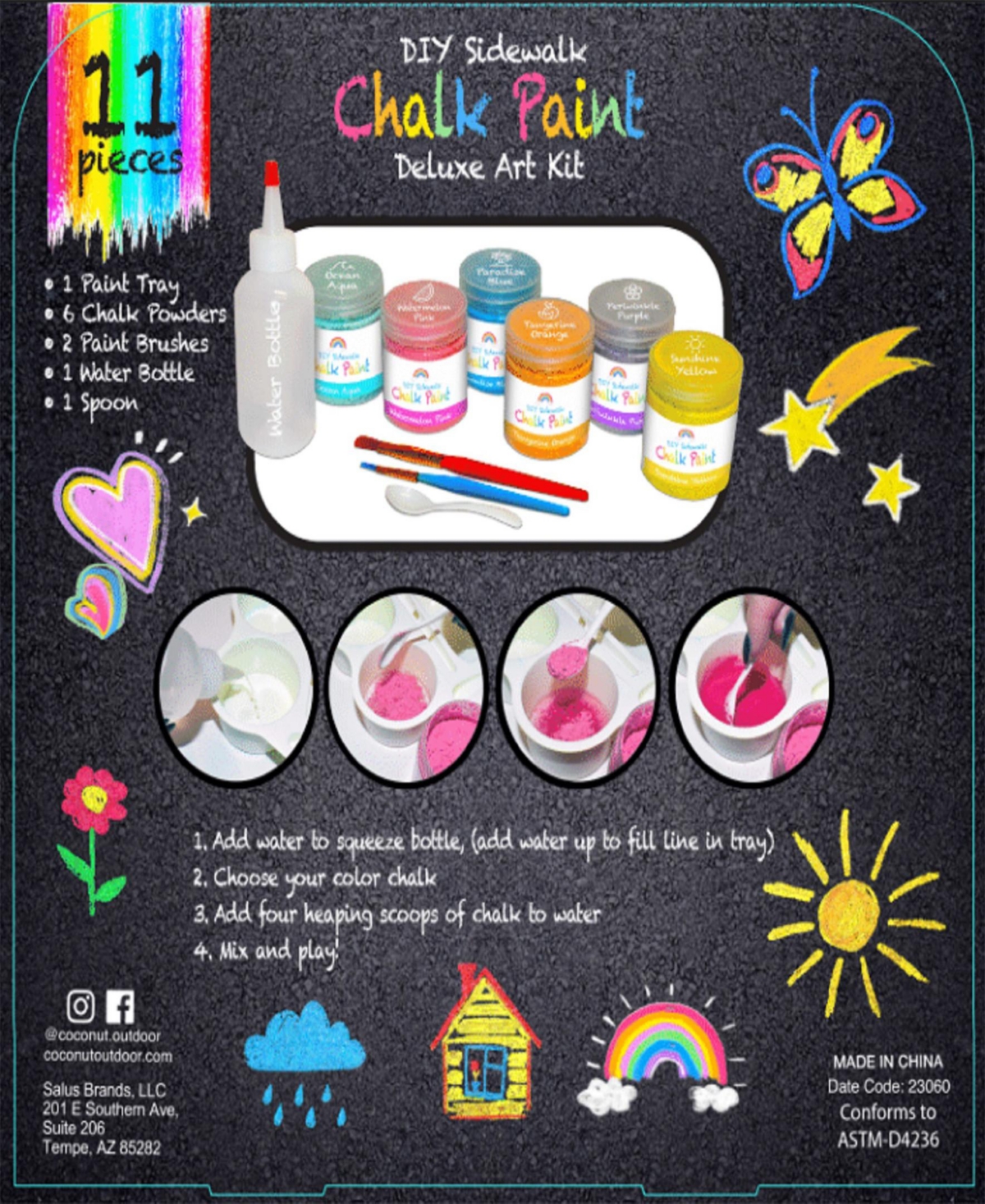 Coconut Outdoor Chalk Paint Set Diy Sidewalk Chalk Kit 6pk Refill In Multi