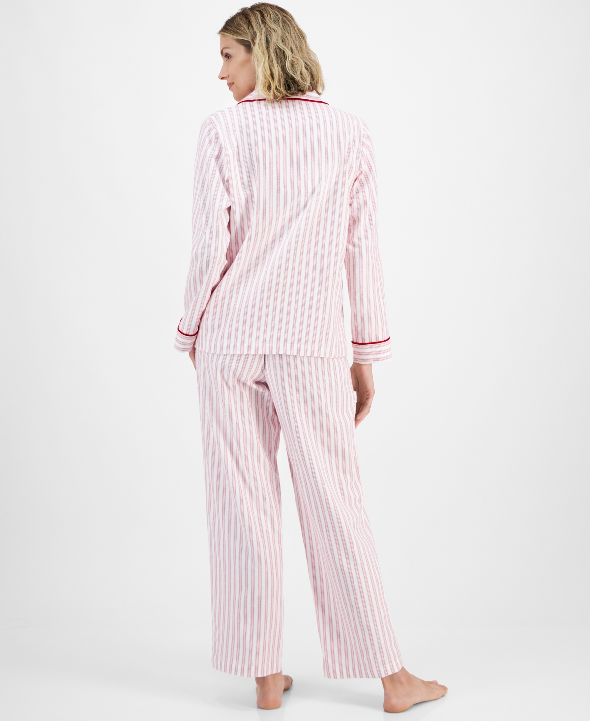 Charter Club Petite Women's Long-Sleeve Cotton Flannel Packaged Pajama Set, Created for Macy's