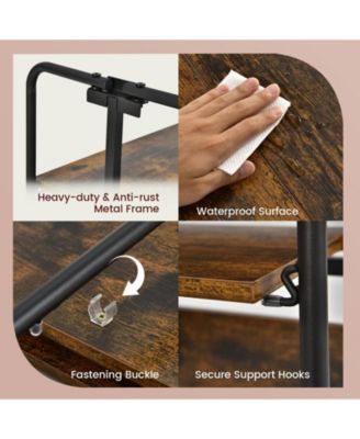 Foldable Rolling Cart with Storage Shelves for Kitchen