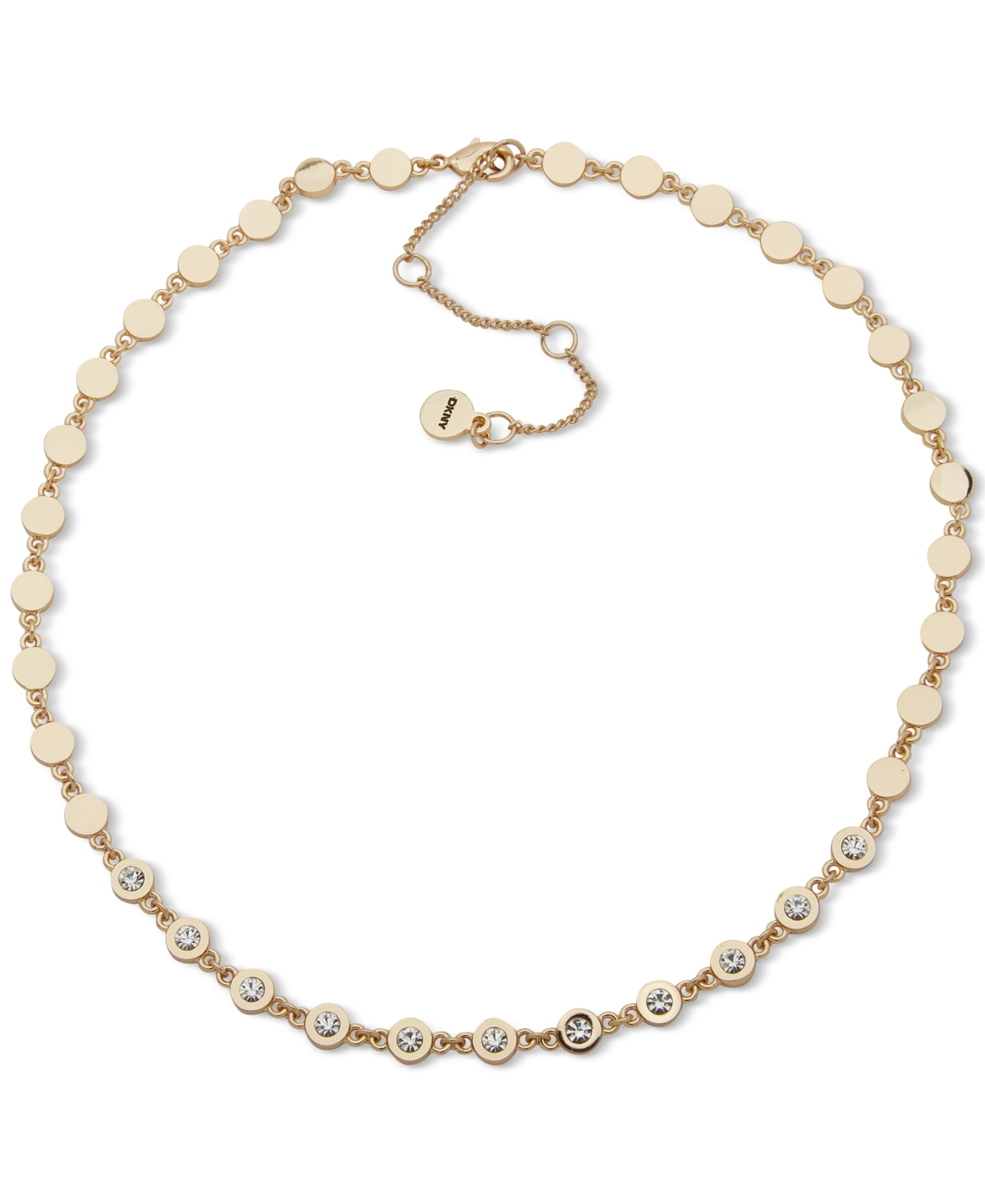 Gold-Tone Crystal Disc Collar Necklace, 16" + 3" extender - Crystal Wh