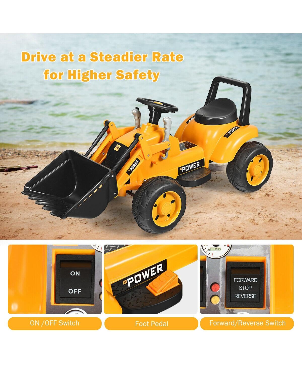Sugift Kids Ride On Excavator Digger 6V Battery Powered Tractor