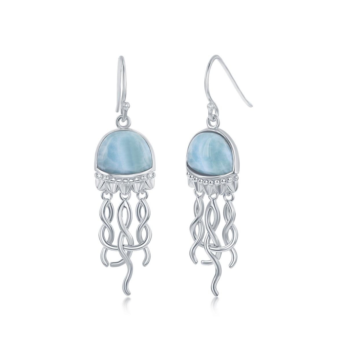 Sterling Silver Jellyfish Larimar Earrings - Blue