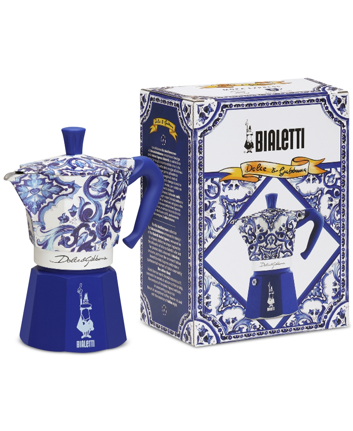 Bialetti Blue Meditteraneo Dolce & Gabbana 6-cup Moka Stovetop Coffee Maker In Open Blue