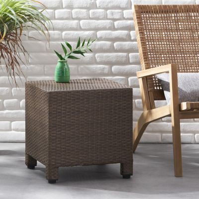 Streamdale Modern Woven Outdoor Side Table for Patio or Deck