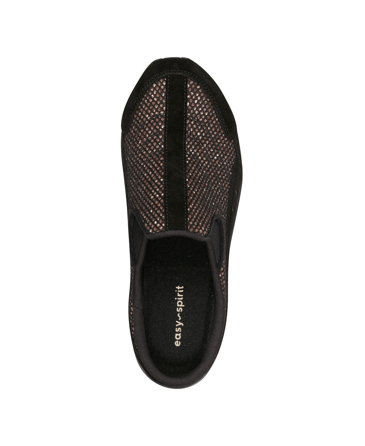 Shop Easy Spirit Women's Travel Time Slip-on Walking Mules In Glitter Black Suede