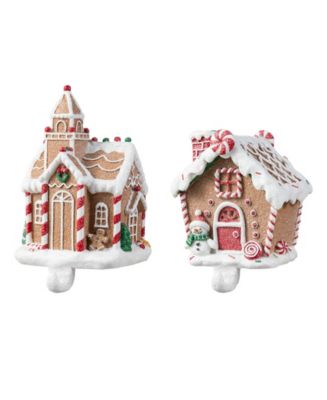 Glitzhome Resin Gingerbread House Stocking Holders, Set of 2 - Macy's