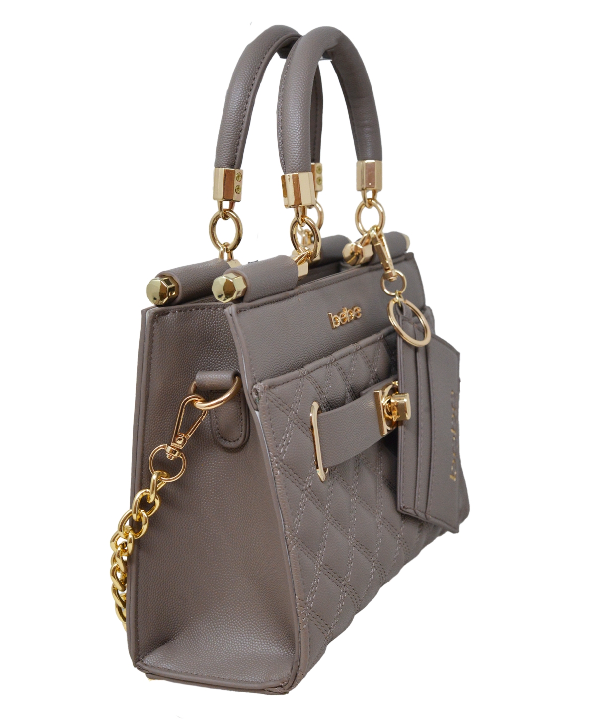Bebe Alex Quilted Small Satchel Bag with Card Holder - Storm Grey | Smart  Closet