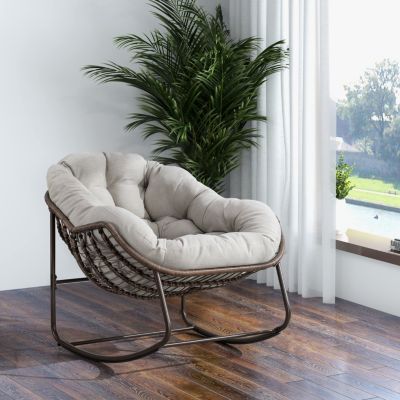 Streamdale Outdoor Rattan Rocking Chair with Padded Cushion