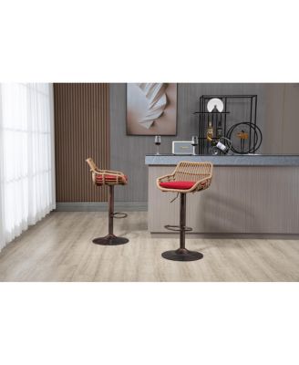 2x Adjustable Swivel Bar Stools with Footrest