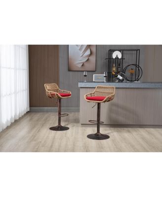 2x Adjustable Swivel Bar Stools with Footrest