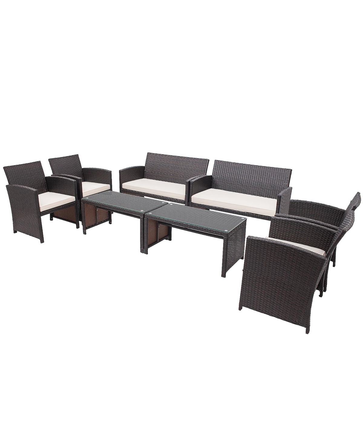 Costway 8PCS Patio Rattan Furniture Set Cushioned Chair Sofa Table Turquoise