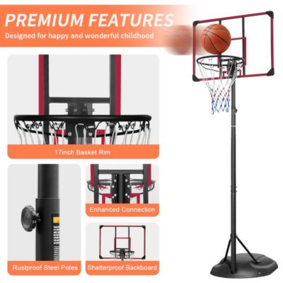 Streamdale Grow-with-Kids Adjustable Basketball Hoop for Indoor and Outdoor Play