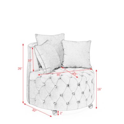  Standard Size  Plush Velvet Upholstery  Tufted Cushion, Swivel Base, Caster Wheels Accent Chair
