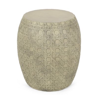 Streamdale Bohemian Barrel Side Table Intricate, Textural, & Versatile