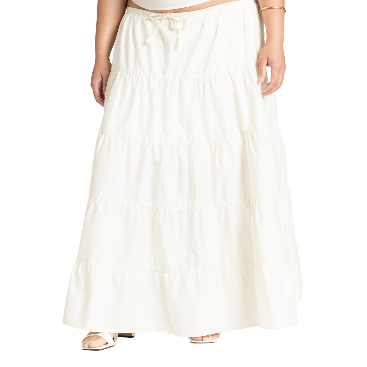 Plus Size Tiered Maxi Skirt - Tofu