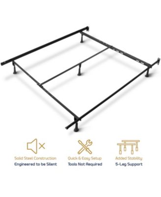 Heavy Duty 5 Lag Adjustable Steel Bed Base With Center Support - Universal Full & Queen