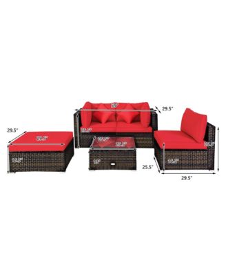 5PCS Outdoor Patio Rattan Furniture Set Sectional Conversation