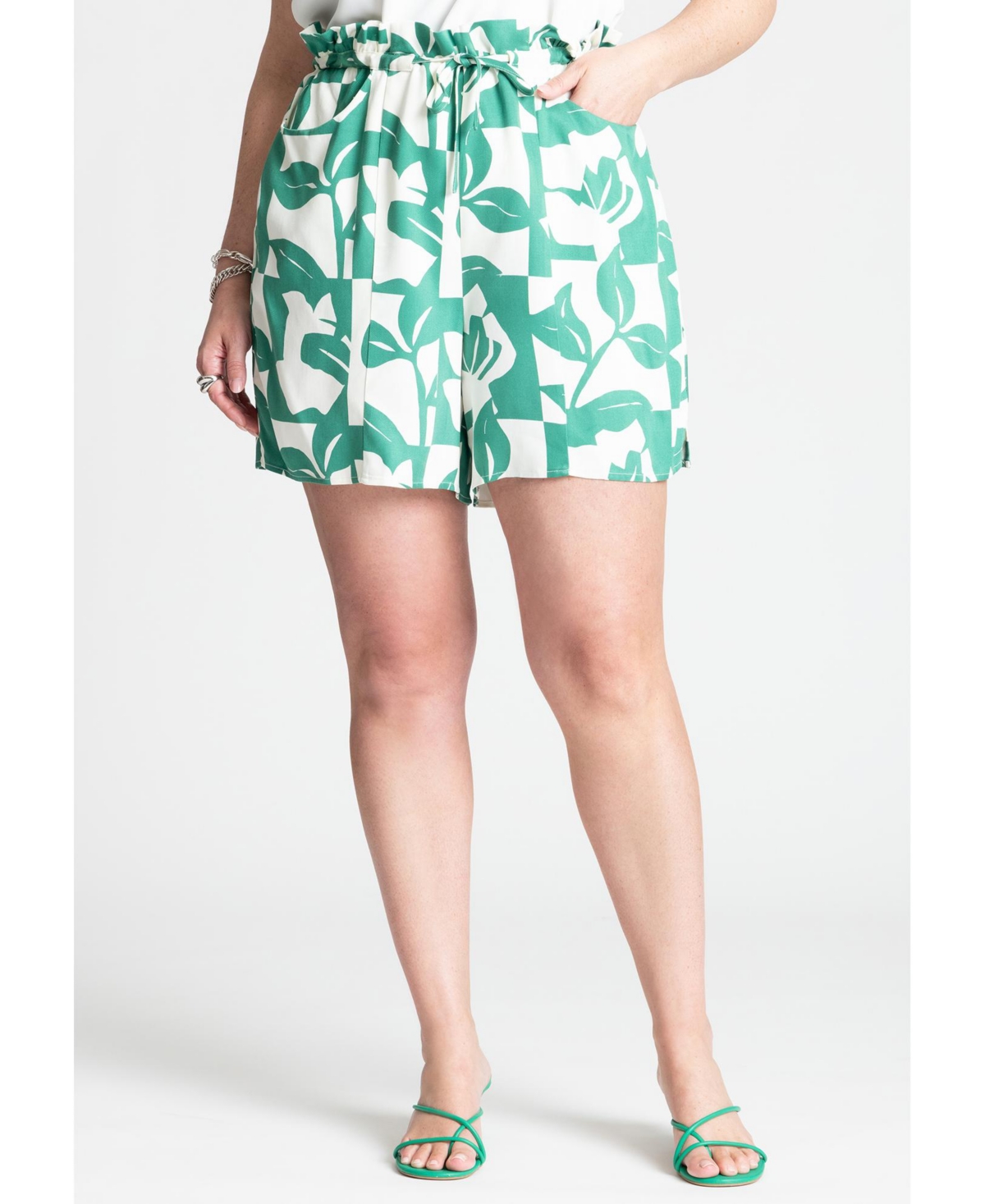 Eloquii Plus Size Front Tie Paperbag Short
