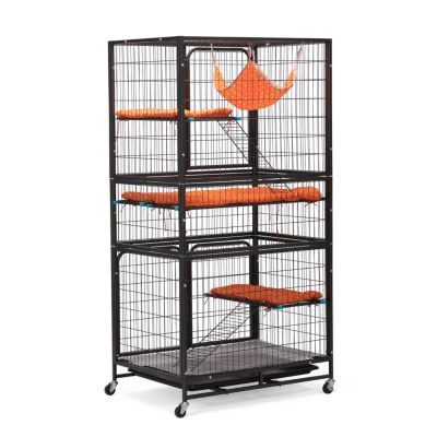 Streamdale 4-Tier Metal Pet Cage with Platforms, Removable Tray, Lockable Casters