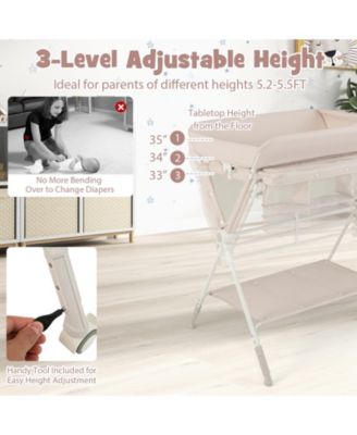 Portable Baby Changing Table with 3-Level Adjustable Height Convenient and Comfortable for Diapering on the Go