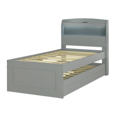 Streamdale Twin XL Bed w/ LED Headboard, Storage, Trundle, Drawers