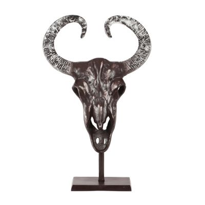 Streamdale Bronze Handcrafted Aluminum Bull Skull Decor with Stand