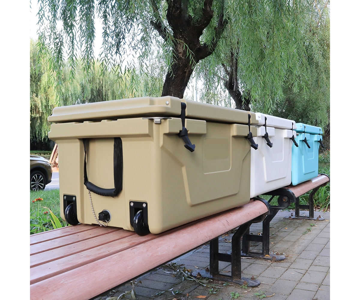 Streamdale Furniture Khaki Color Ice Cooler Box 65Qt Camping Ice Chest Beer Box Outdoor Fishing Cooler