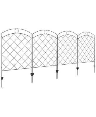 Decorative Black Wire Grid Garden Fence Panels with Arches and Rings
