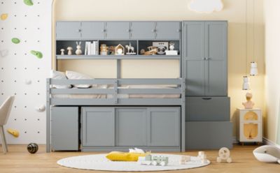 Streamdale Wooden Loft Bed with Storage and Desk