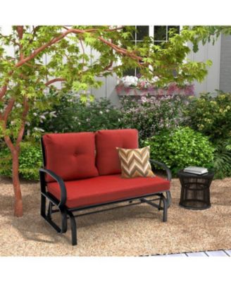 Patio 2-Person Glider Bench Rocking Loveseat with Cushioned Armrest