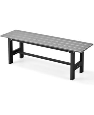 47" Outdoor Chair with Slatted Seat Plastic Coated Iron Frame