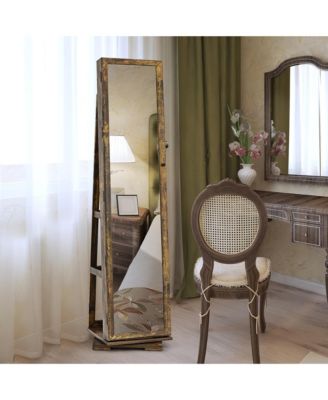 360degree Rotatable Jewelry Cabinet 2-in-1 Lockable Mirrored Organizer