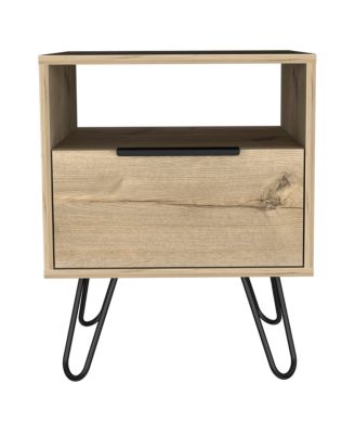 Augusta Nightstand, Single Door Cabinet, Hairpin Legs - Light Oak