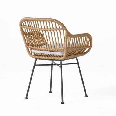 Modern Rattan Chair with Water-Resistant Cushions