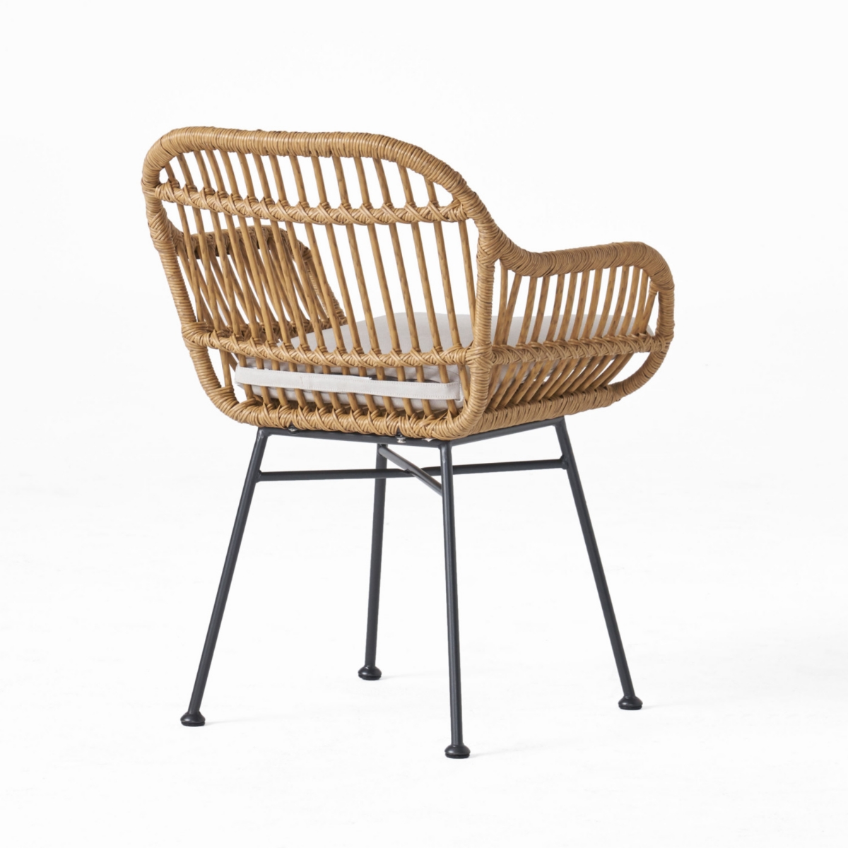 Simplie Fun Modern Rattan Chair Sleek Lines, Durable Rattan, Water-Resistant Cushions