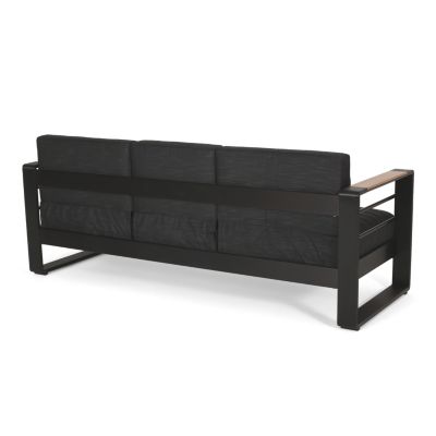 Streamdale Water-Resistant Aluminum Outdoor Sofa with Wood Composite Accents