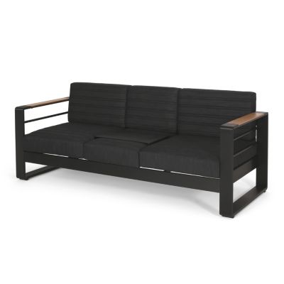 Streamdale Water-Resistant Aluminum Outdoor Sofa with Wood Composite Accents