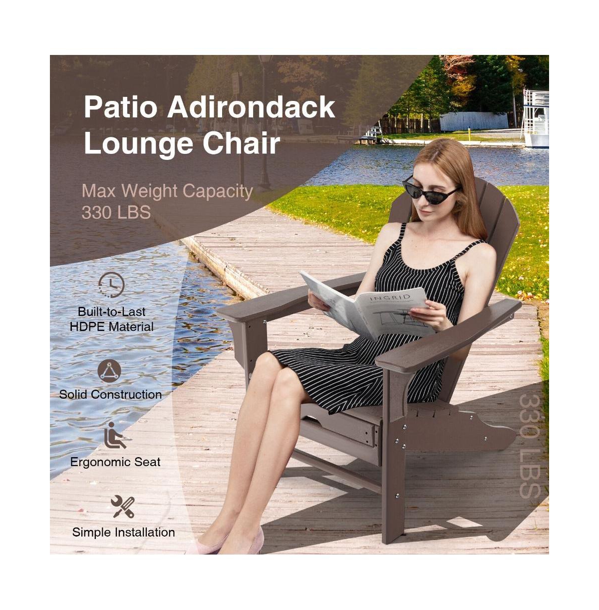 Slickblue Patio Hdpe Adirondack Chair with Retractable Ottoman